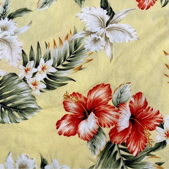 Vintage Aloha Shirt KY’s Hawaiian Top Button Beach Vacation Summer Floral Yellow - Picture 4 of 11